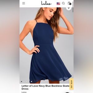 Lulu’s Letter of Love Navy Blue Backless Skater Dress Size Large